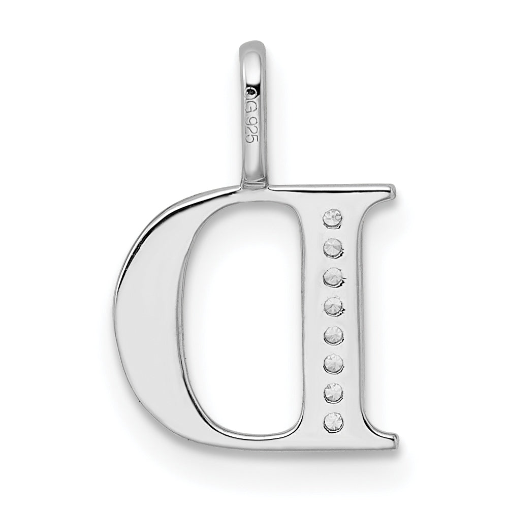 14K White Gold Diamond Letter D Initial Pendants