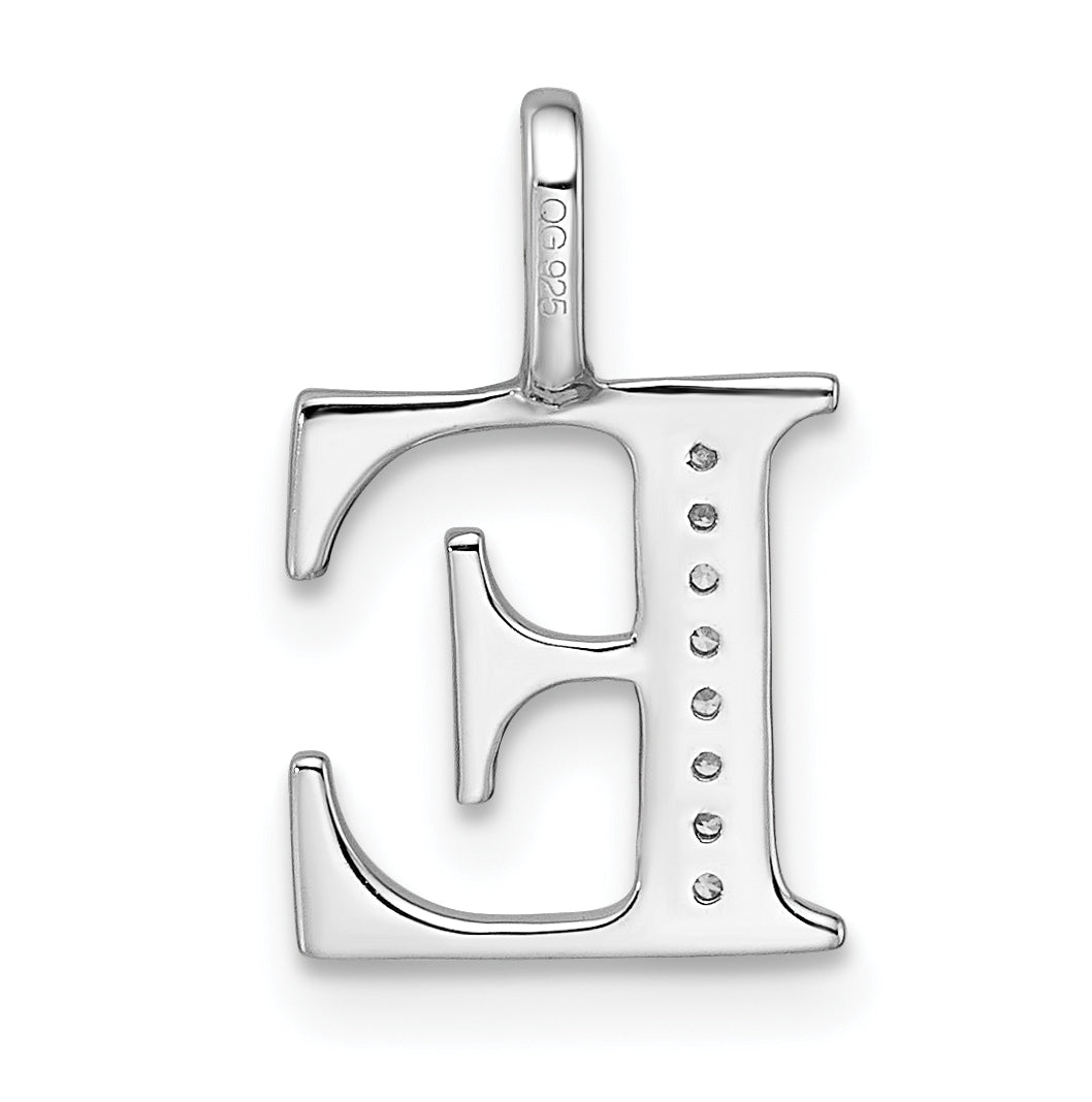14K White Gold Diamond Letter E Initial Pendants
