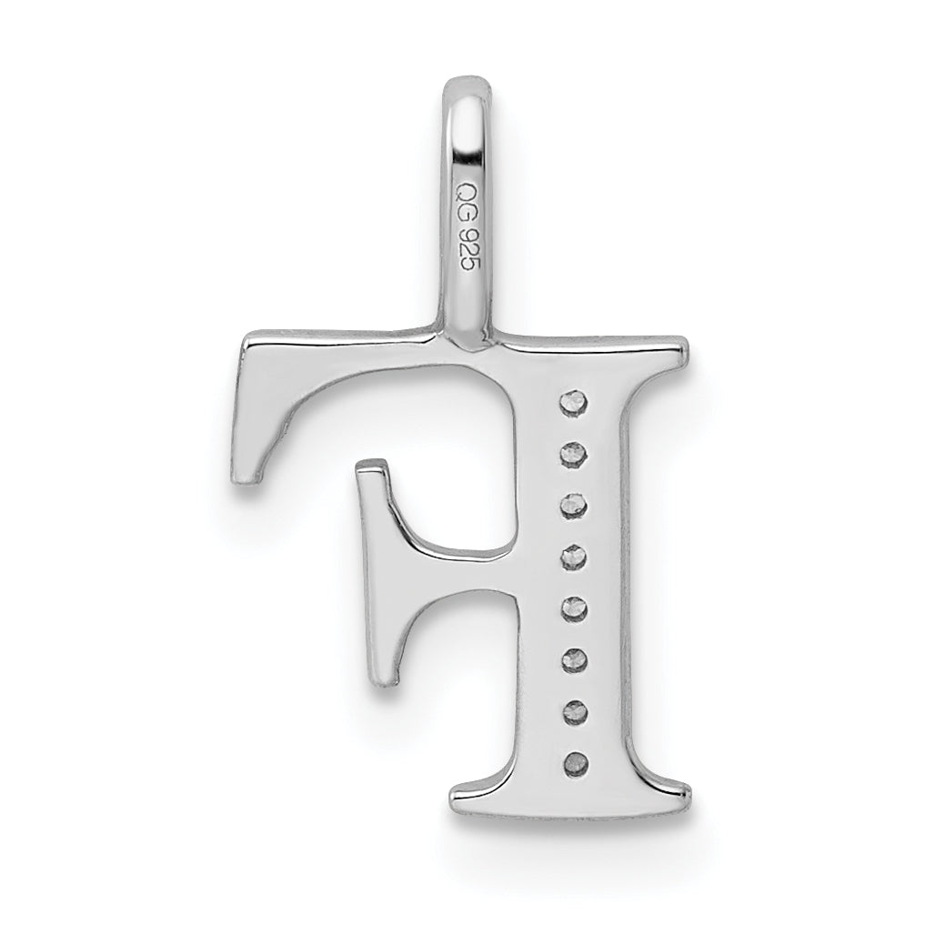 14K White Gold Diamond Letter F Initial Pendants