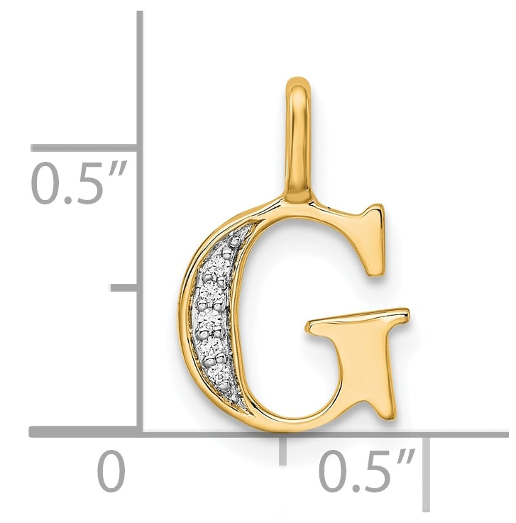 10K Yellow Gold Diamond Letter G Initial Pendants