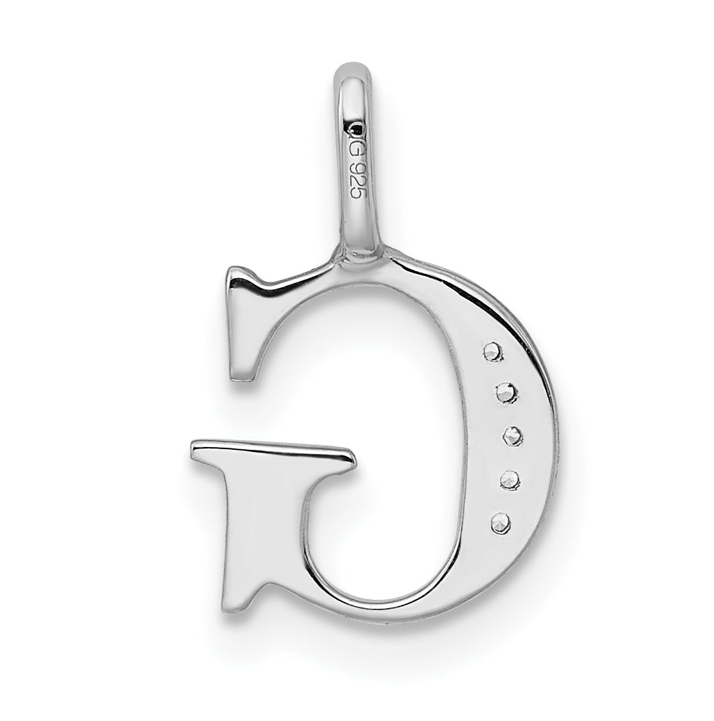 14K White Gold Diamond Letter G Initial Pendants