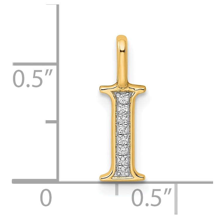 10K Yellow Gold Diamond Letter I Initial Pendants