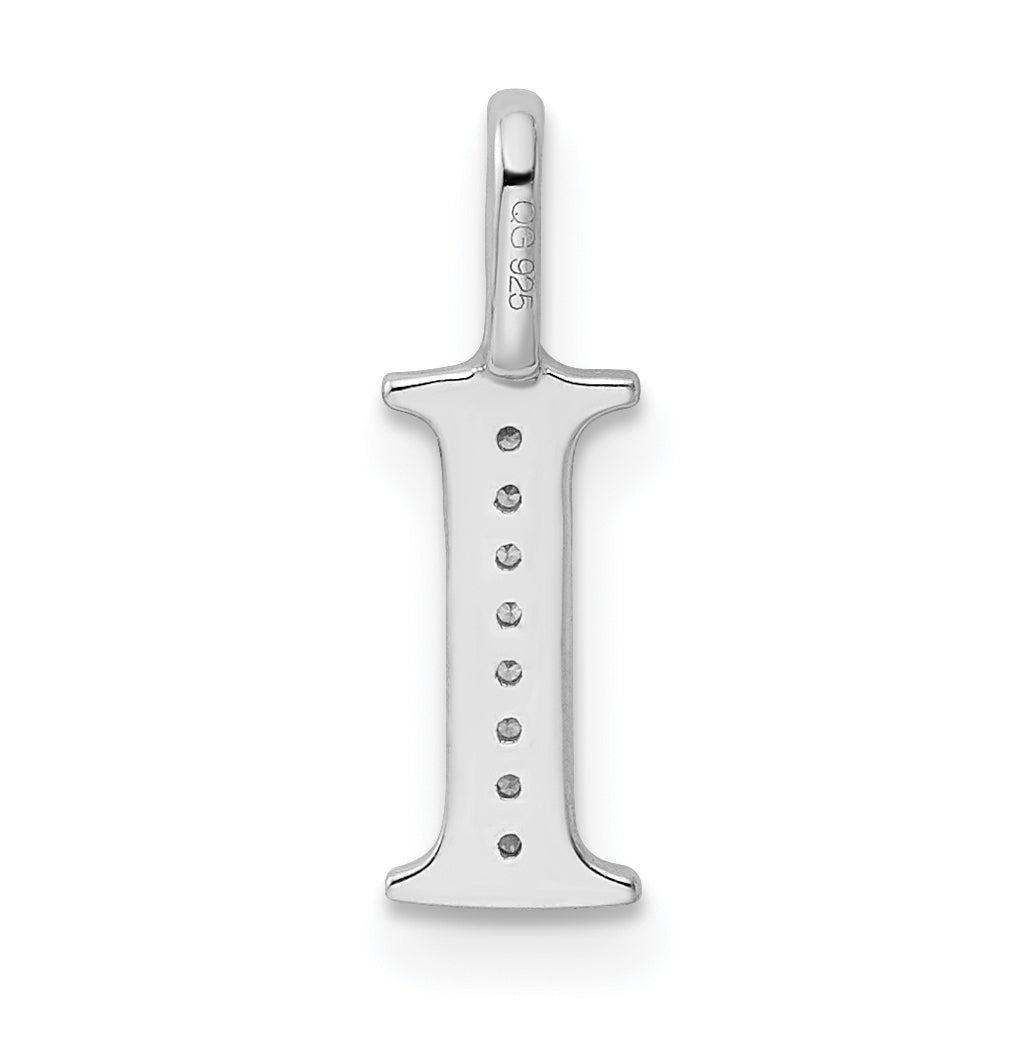 14K White Gold Diamond Letter I Initial Pendants