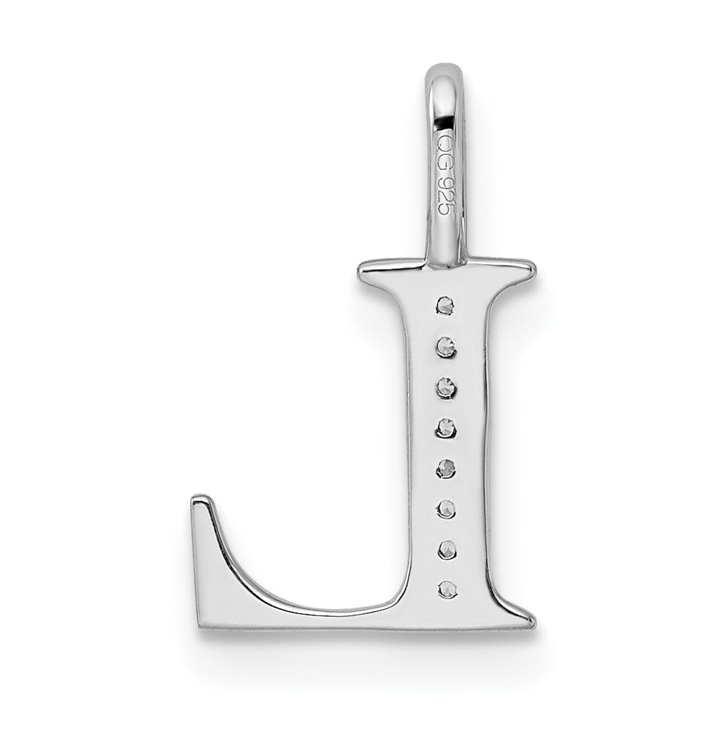 14K White Gold Diamond Letter L Initial Pendants