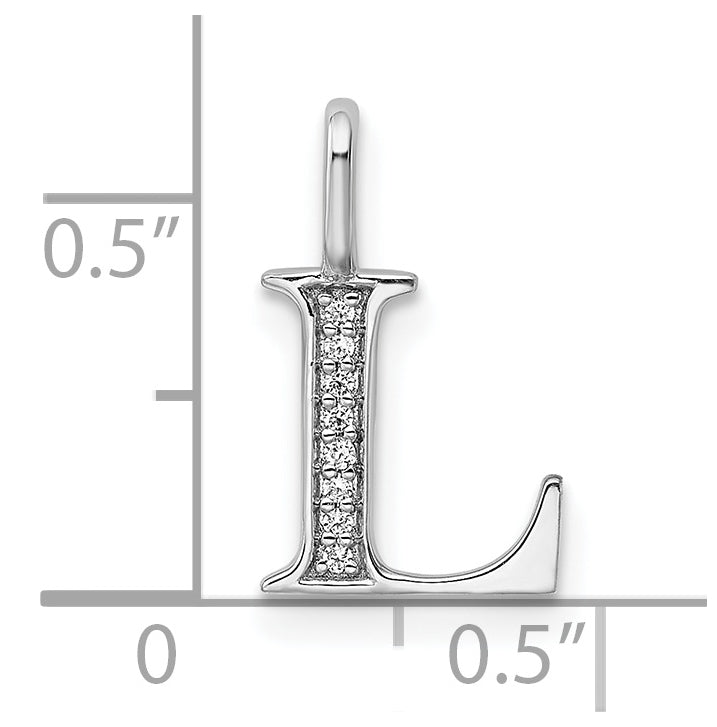 14K White Gold Diamond Letter L Initial Pendants