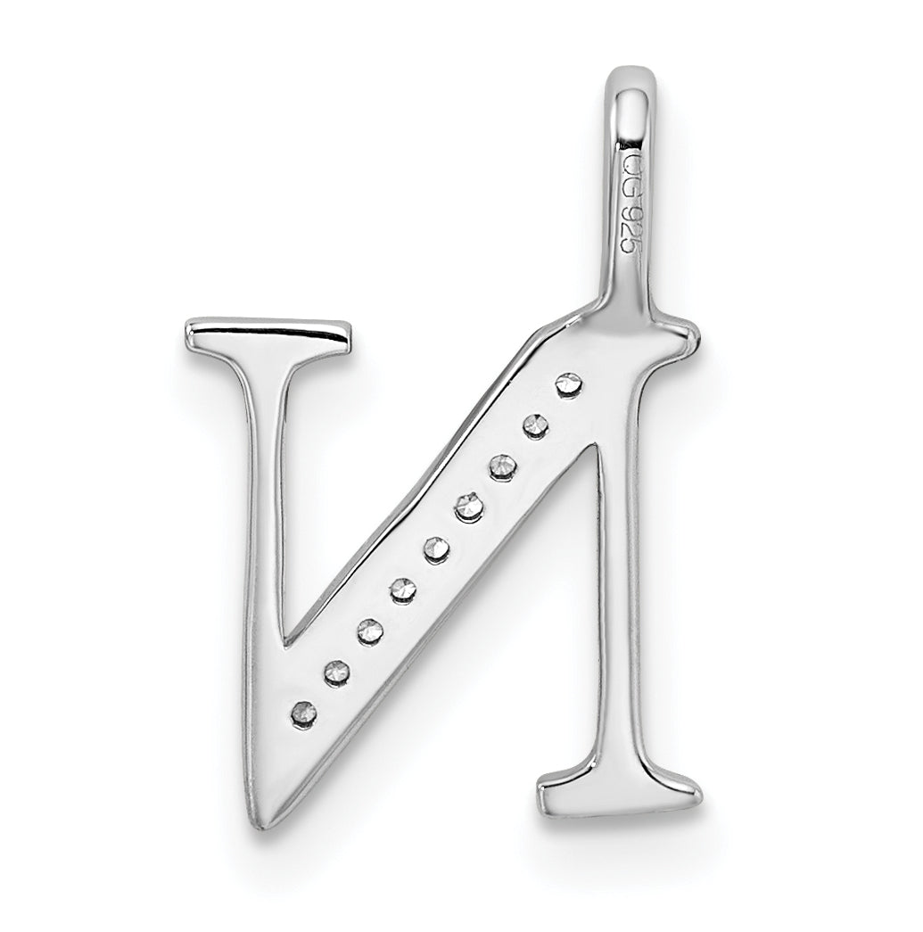 14K White Gold Diamond Letter N Initial Pendants