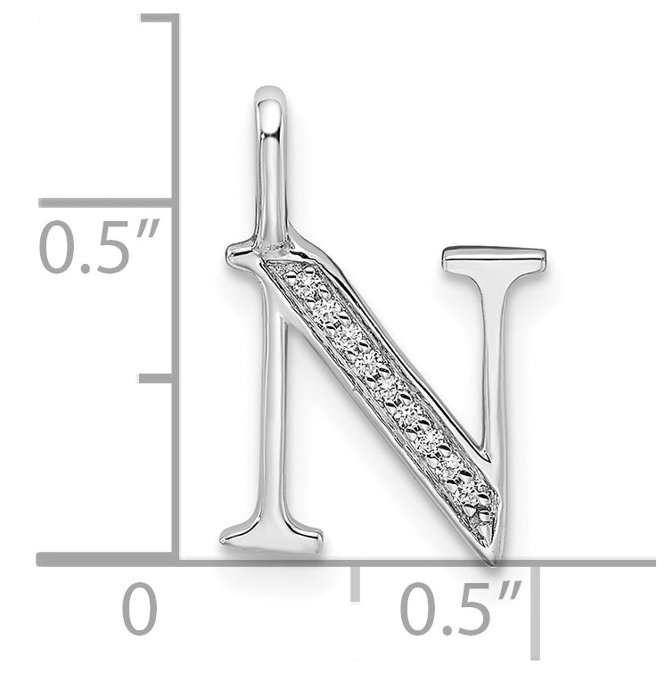 14K White Gold Diamond Letter N Initial Pendants