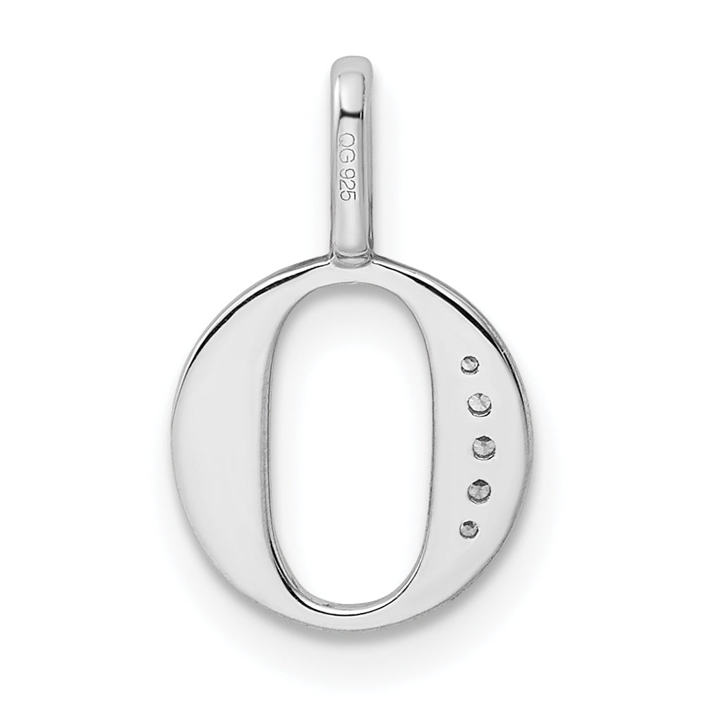 14K White Gold Diamond Letter O Initial Pendants