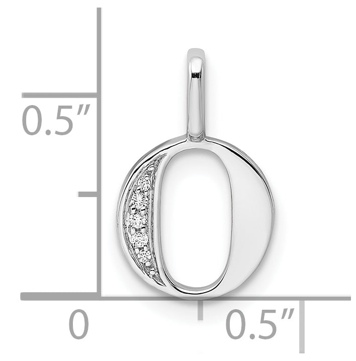 14K White Gold Diamond Letter O Initial Pendants