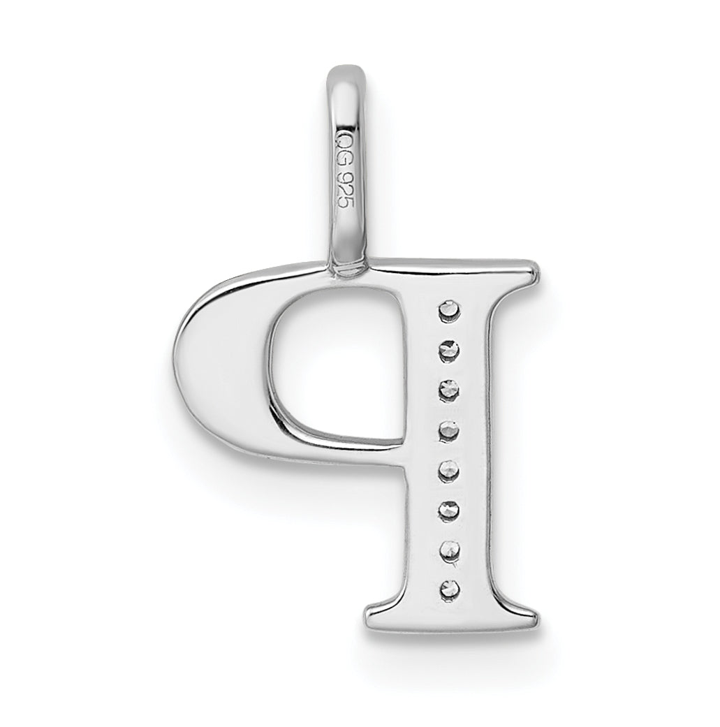 14K White Gold Diamond Letter P Initial Pendants
