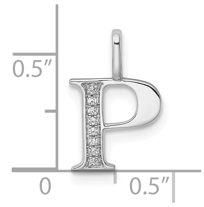 14K White Gold Diamond Letter P Initial Pendants