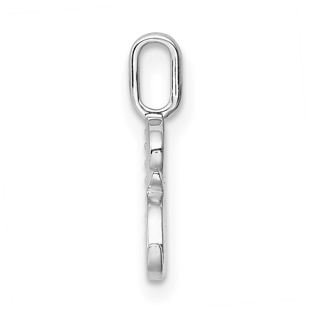 14K White Gold Diamond Letter R Initial Pendants