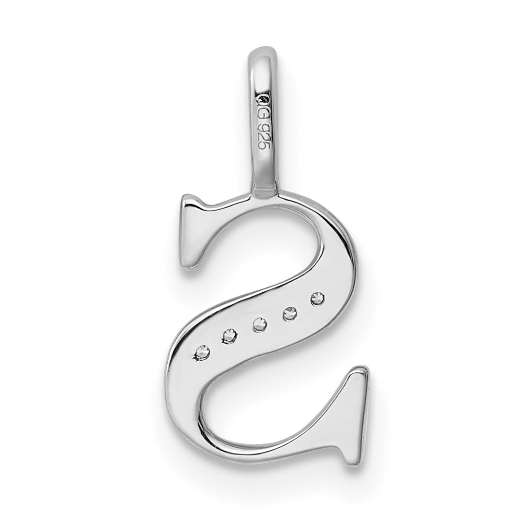 14K White Gold Diamond Letter S Initial Pendants