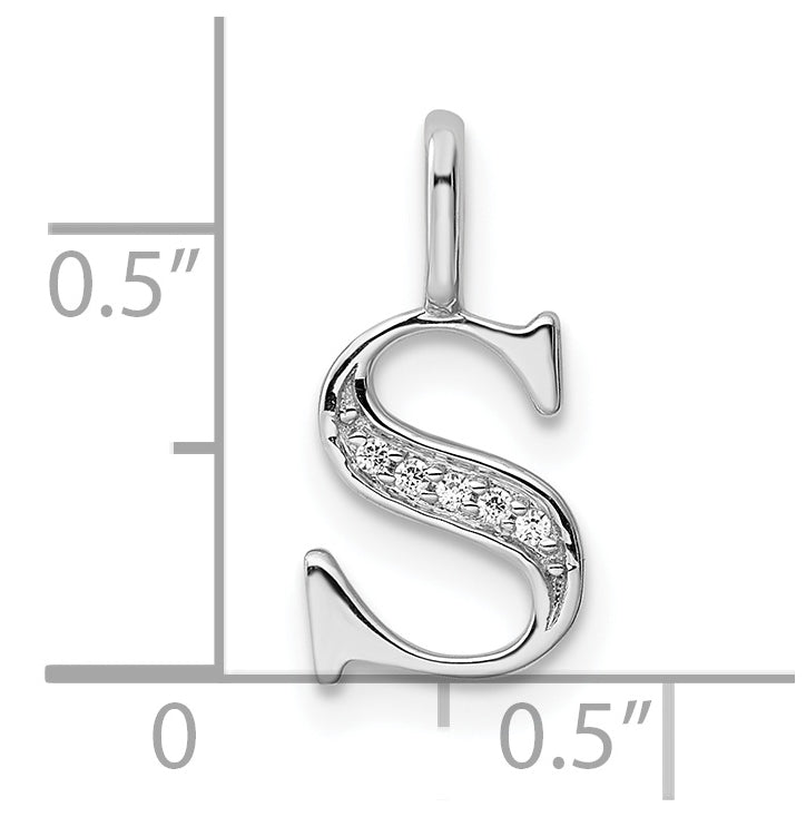14K White Gold Diamond Letter S Initial Pendants