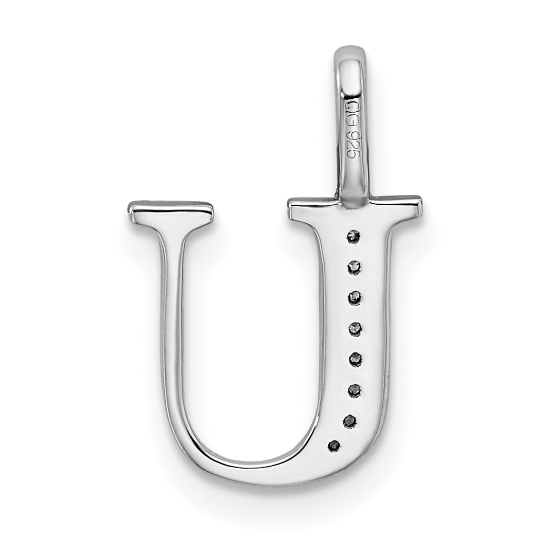 14K White Gold Diamond Letter U Initial Pendants