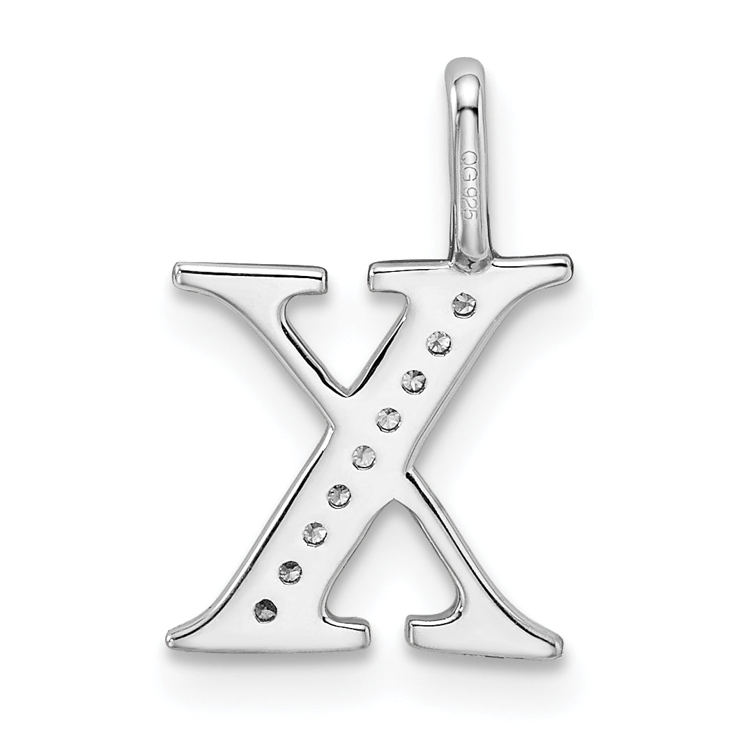 14k White Gold Diamond Letter X Initial Pendants