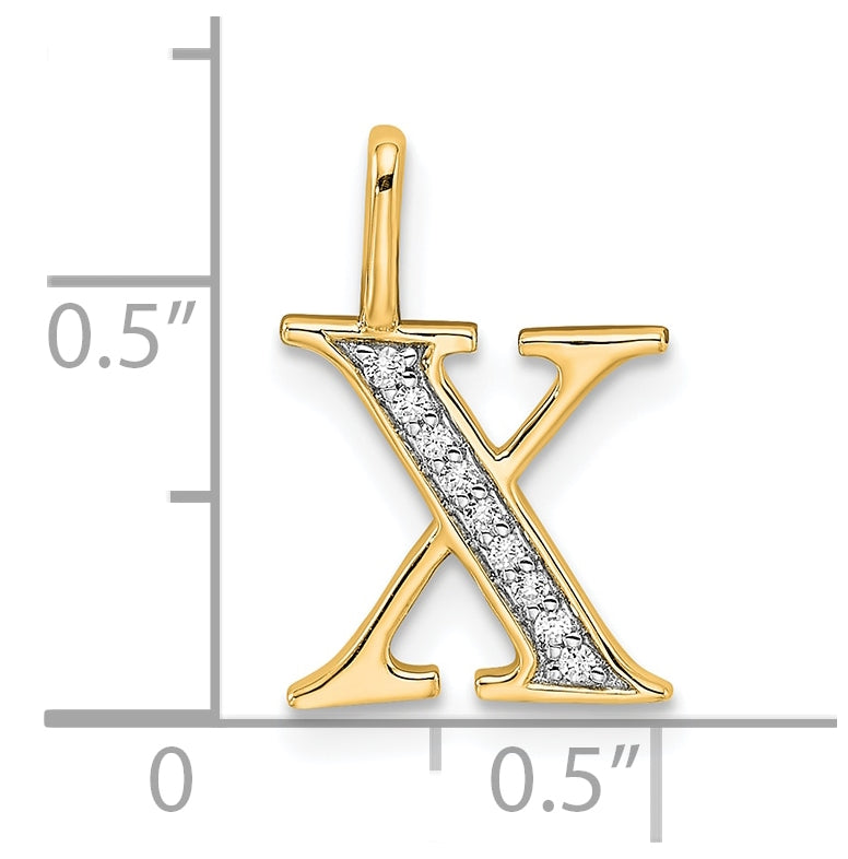 14K Yellow Gold Diamond Initial X Pendant
