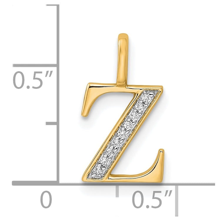 10K Yellow Gold Diamond Letter Z Initial Pendant
