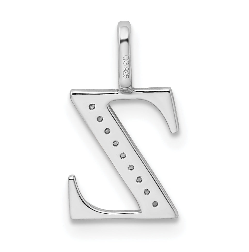 14K White Gold Diamond Letter Z Initial Pendants