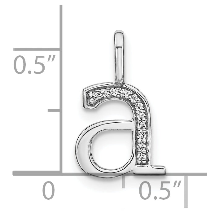 14K White Gold Diamond Lower Case Letter A Initial-Pendants