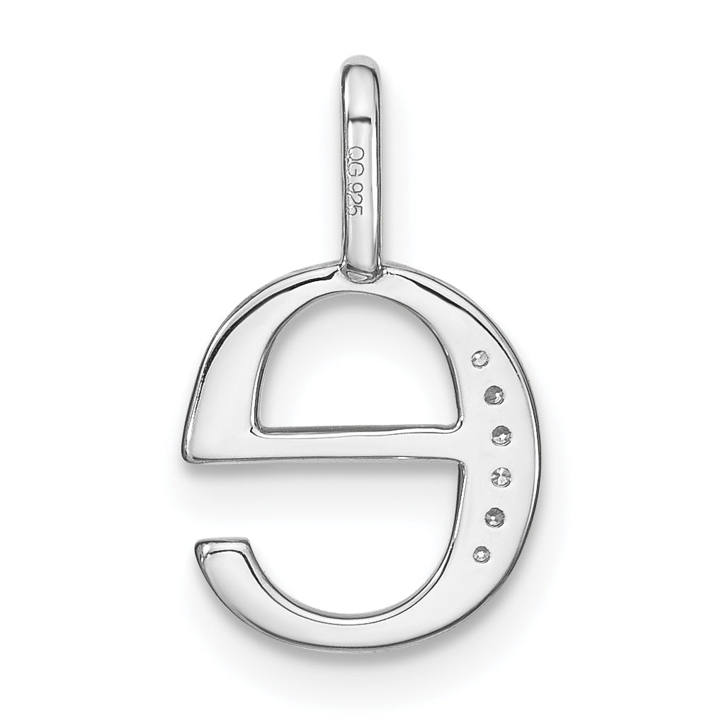 14K White Gold Diamond Lower Case Letter E Initial-Pendants