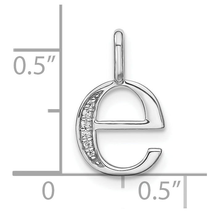 14K White Gold Diamond Lower Case Letter E Initial-Pendants