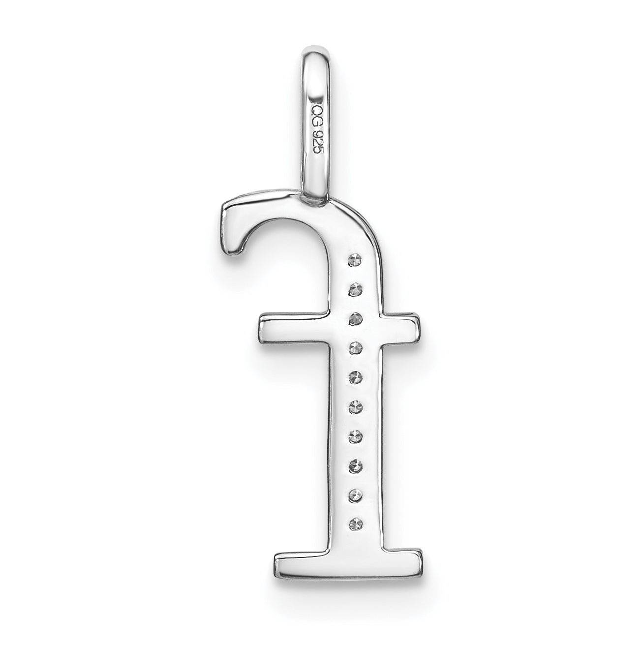 14K White Gold Diamond Lower Case Letter F Initial-Pendants