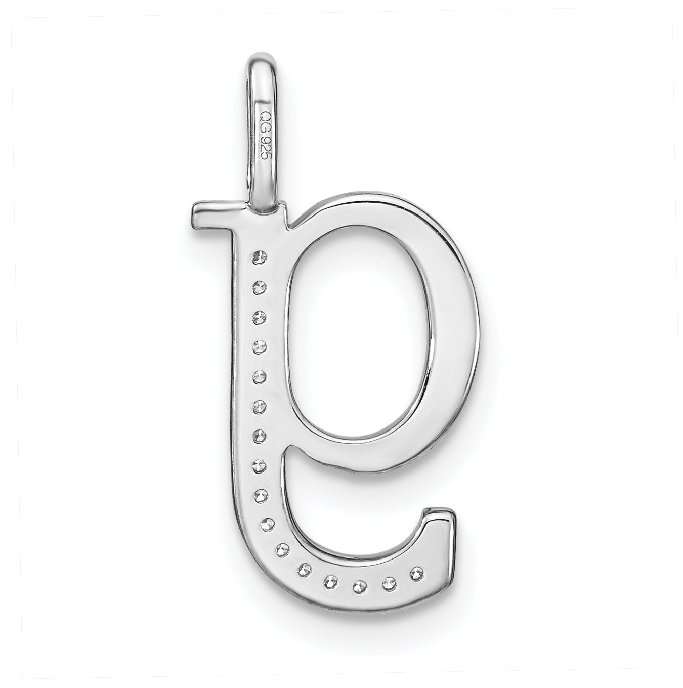 14K White Gold Diamond Lower Case Letter G Initial Pendant