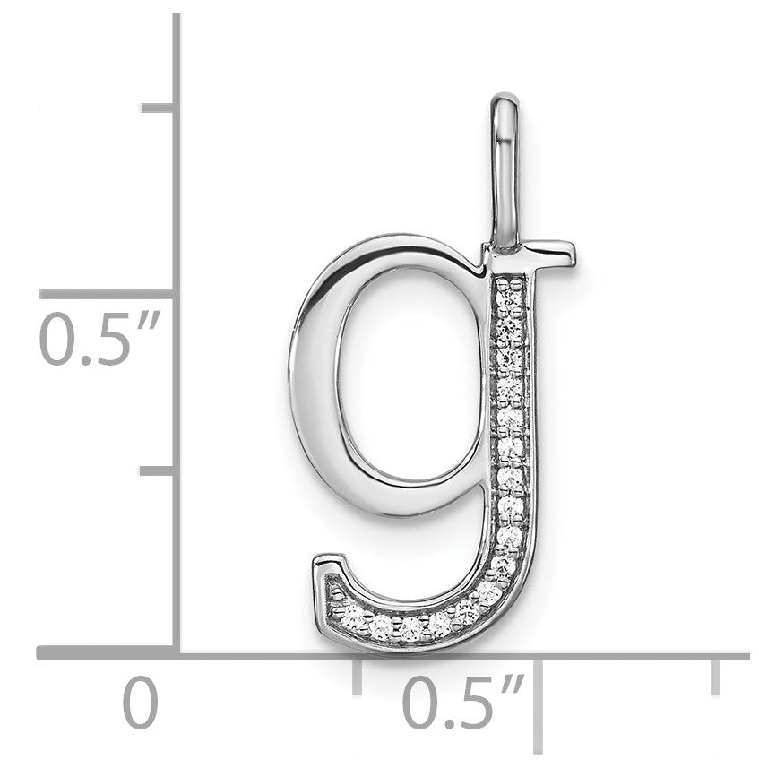 14K White Gold Diamond Lower Case Letter G Initial Pendant