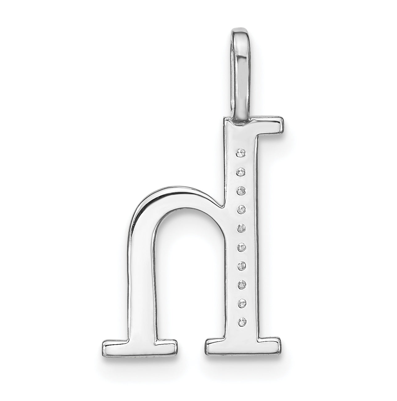 14K White Gold Diamond Lower Case Letter H Initial-Pendants