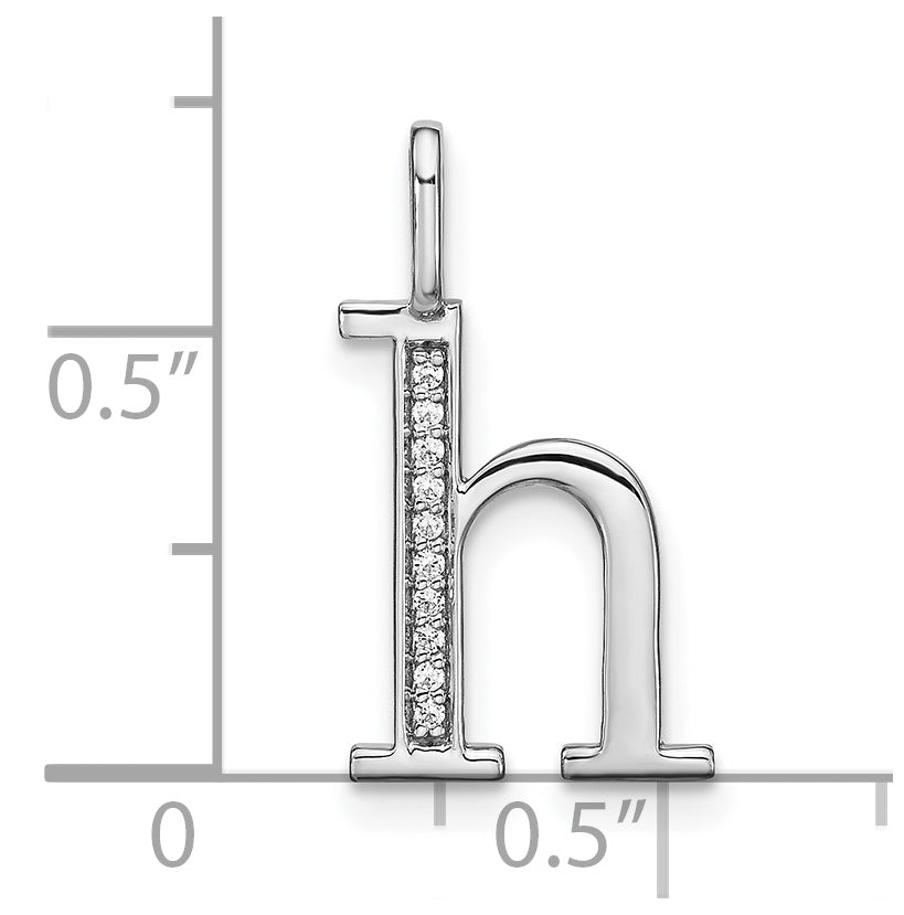 14K White Gold Diamond Lower Case Letter H Initial-Pendants