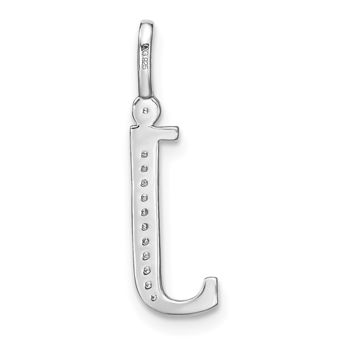 14K White Gold Diamond Lower Case Letter J Initial Pendant