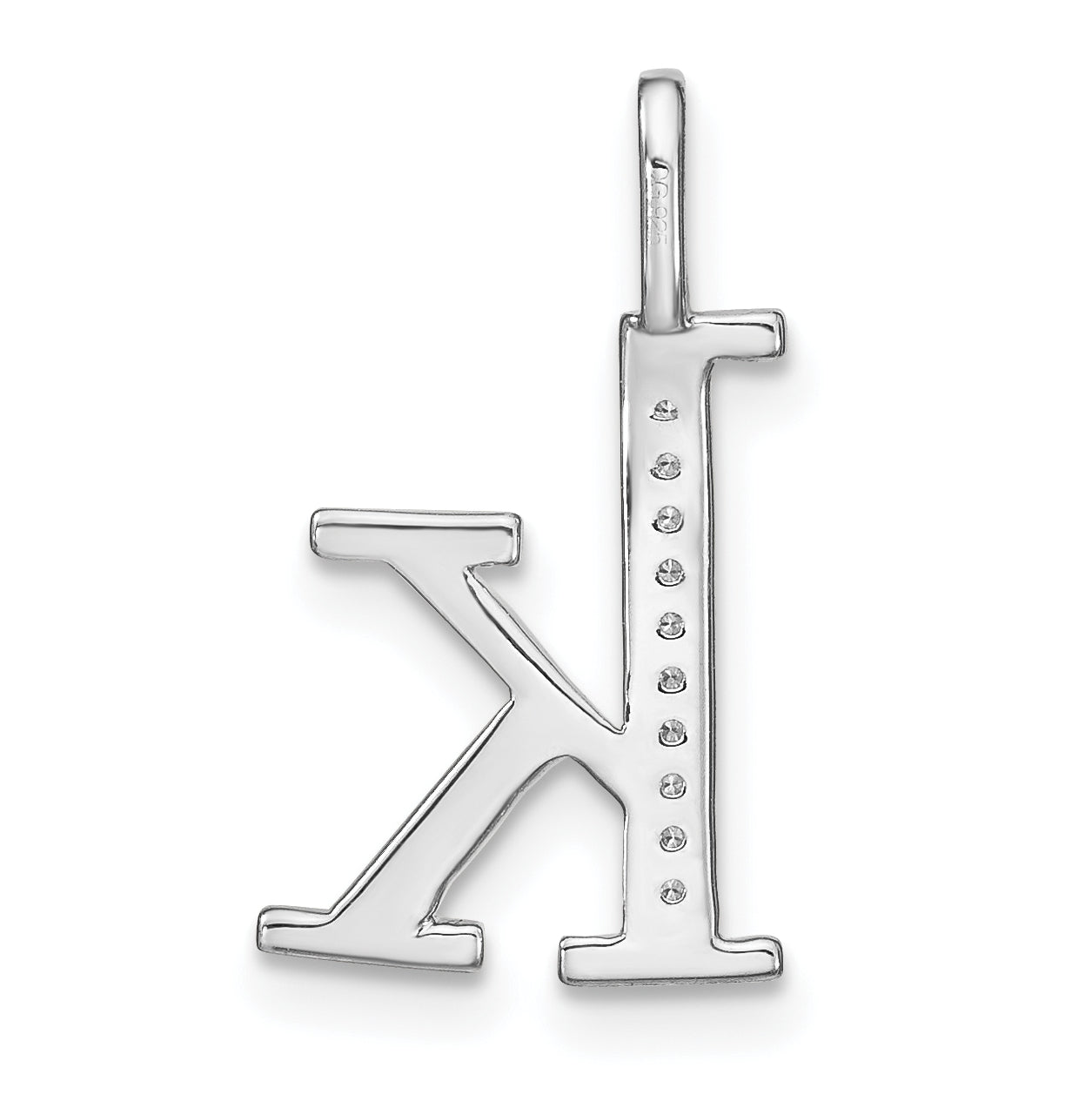 14K White Gold Diamond Lower Case Letter K Initial-Pendants