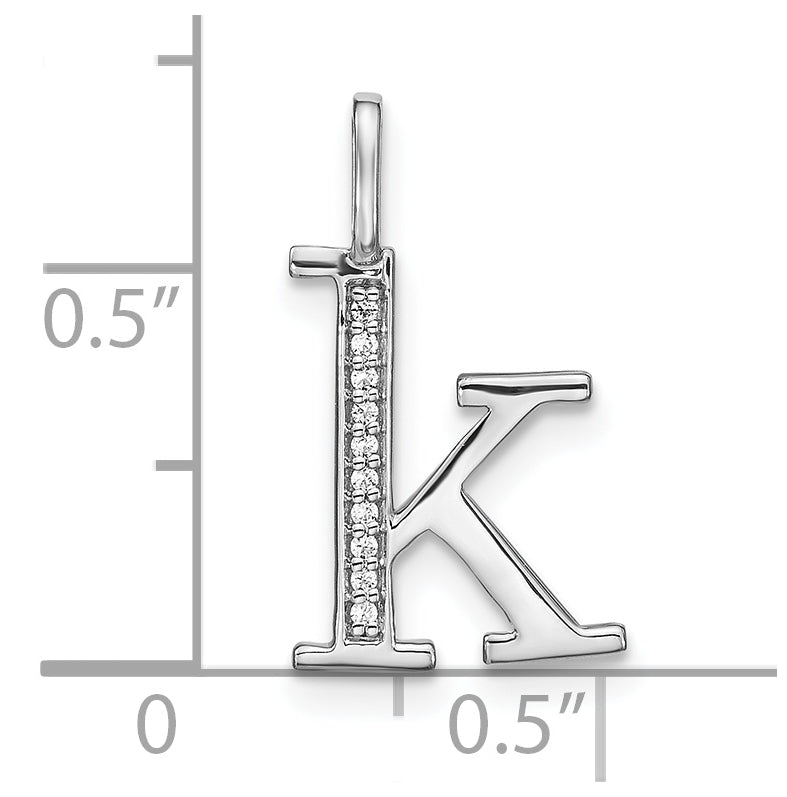 14K White Gold Diamond Lower Case Letter K Initial-Pendants
