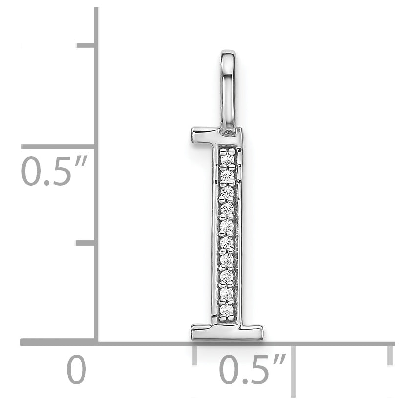 14K White Gold Diamond Lower Case Letter L Initial-Pendants
