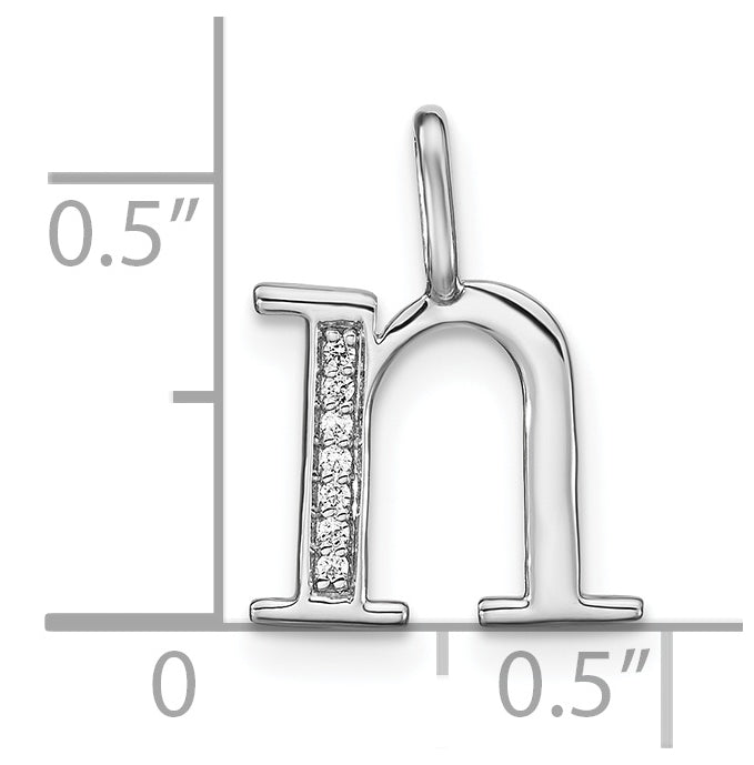 14K White Gold Diamond Lower Case Letter N Initial-Pendants
