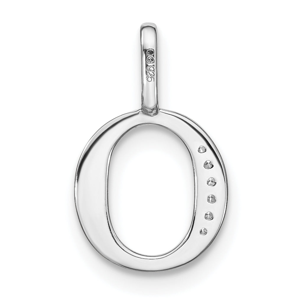 14K White Gold Diamond Lower Case Letter O Initial-Pendants