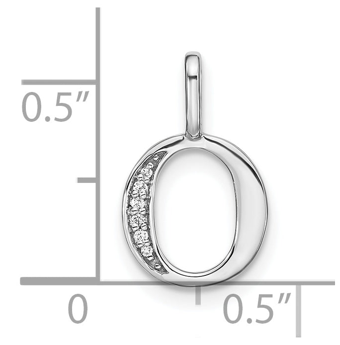 14K White Gold Diamond Lower Case Letter O Initial-Pendants