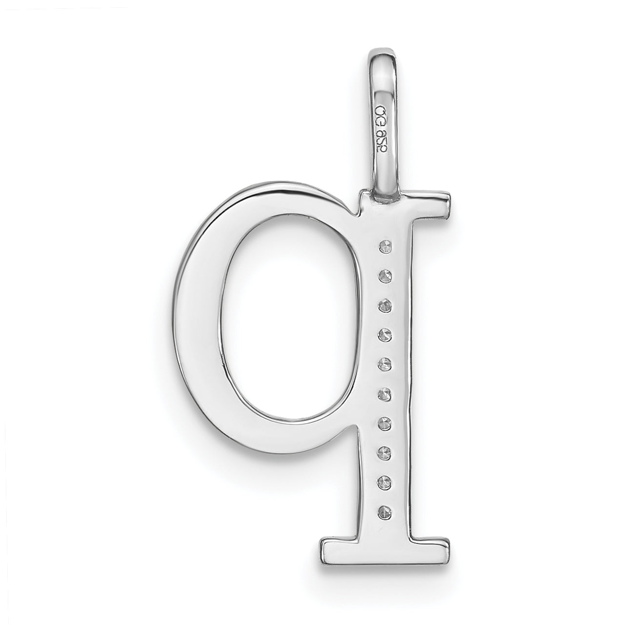 14K White Gold Diamond Lower Case Letter P Initial-Pendants