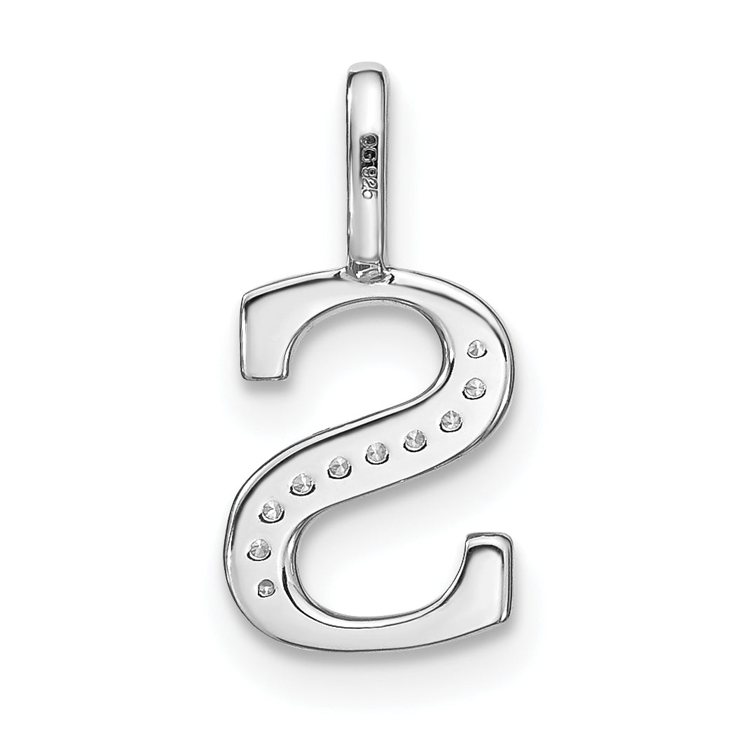 14K White Gold Diamond Lower Case Letter S Initial-Pendants