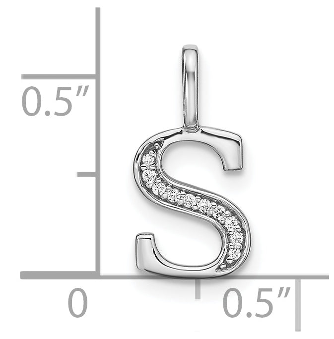 14K White Gold Diamond Lower Case Letter S Initial-Pendants