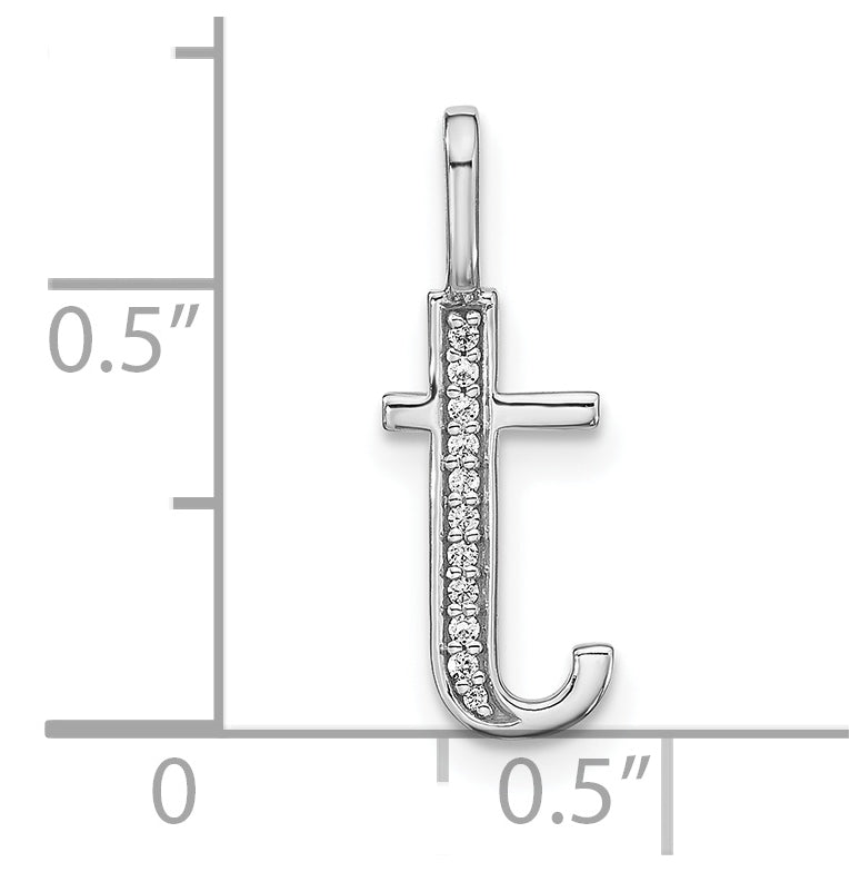 14K White Gold Diamond Lower Case Letter T Initial-Pendants