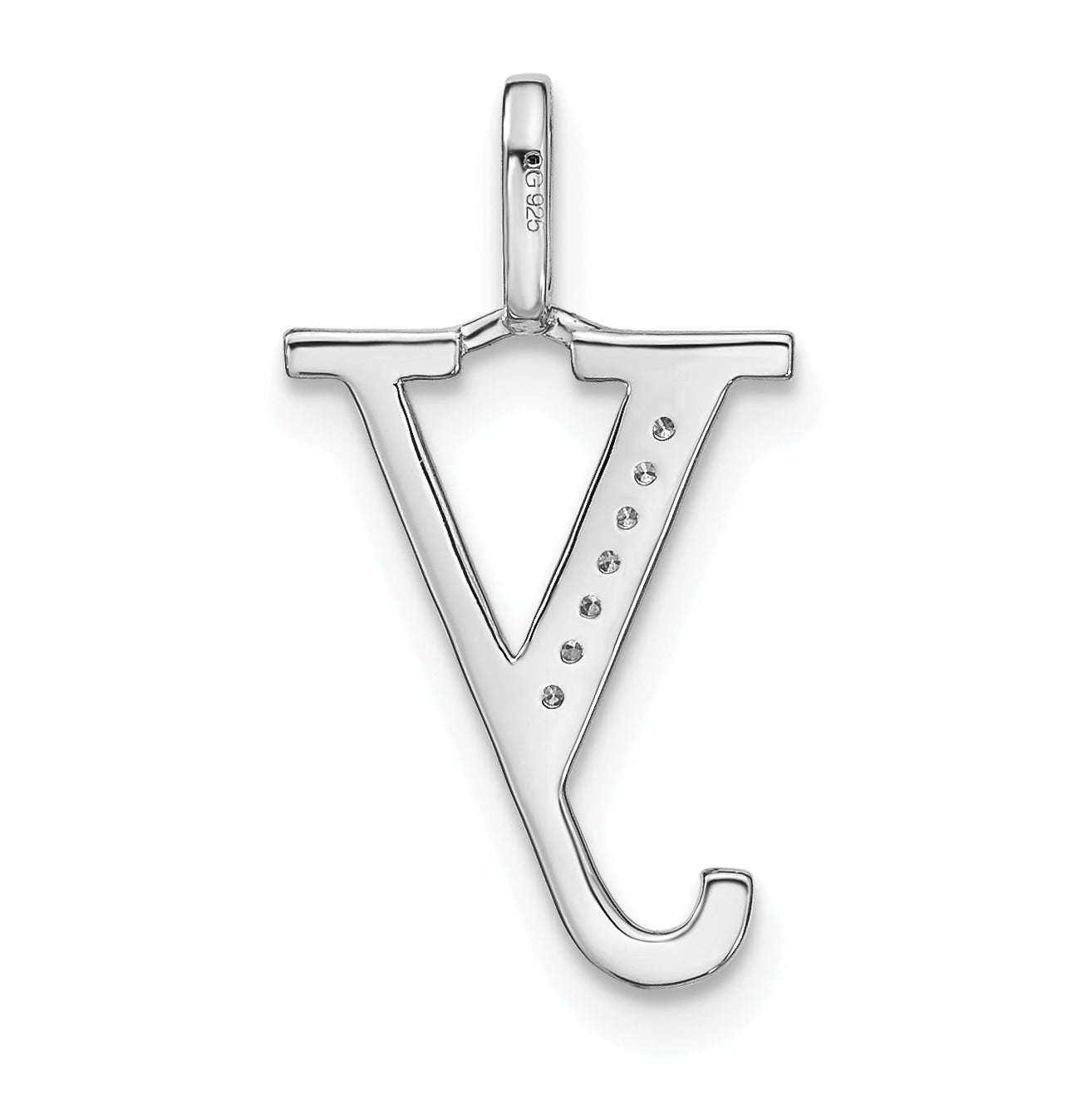 14K White Gold Diamond Lower Case Letter Y Initial-Pendants