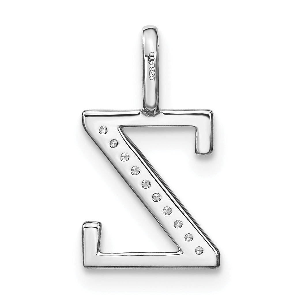14K White Gold Diamond Lower Case Letter Z Initial-Pendants
