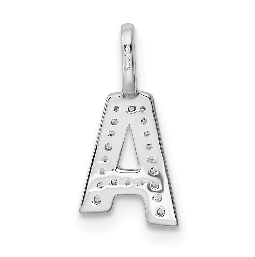 14K White Gold Diamond A Letter Initial-Pendants