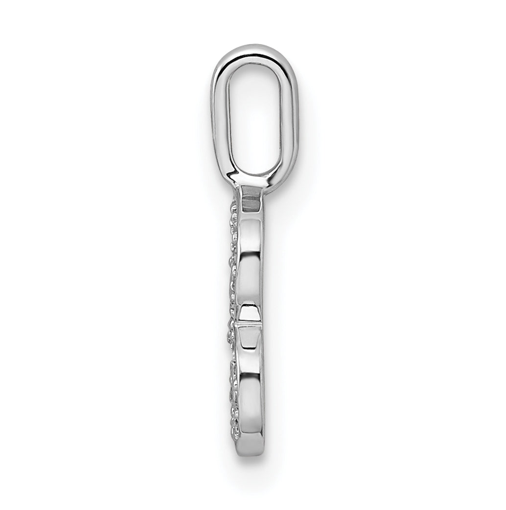 14K White Gold Diamond B Letter Initial-Pendants