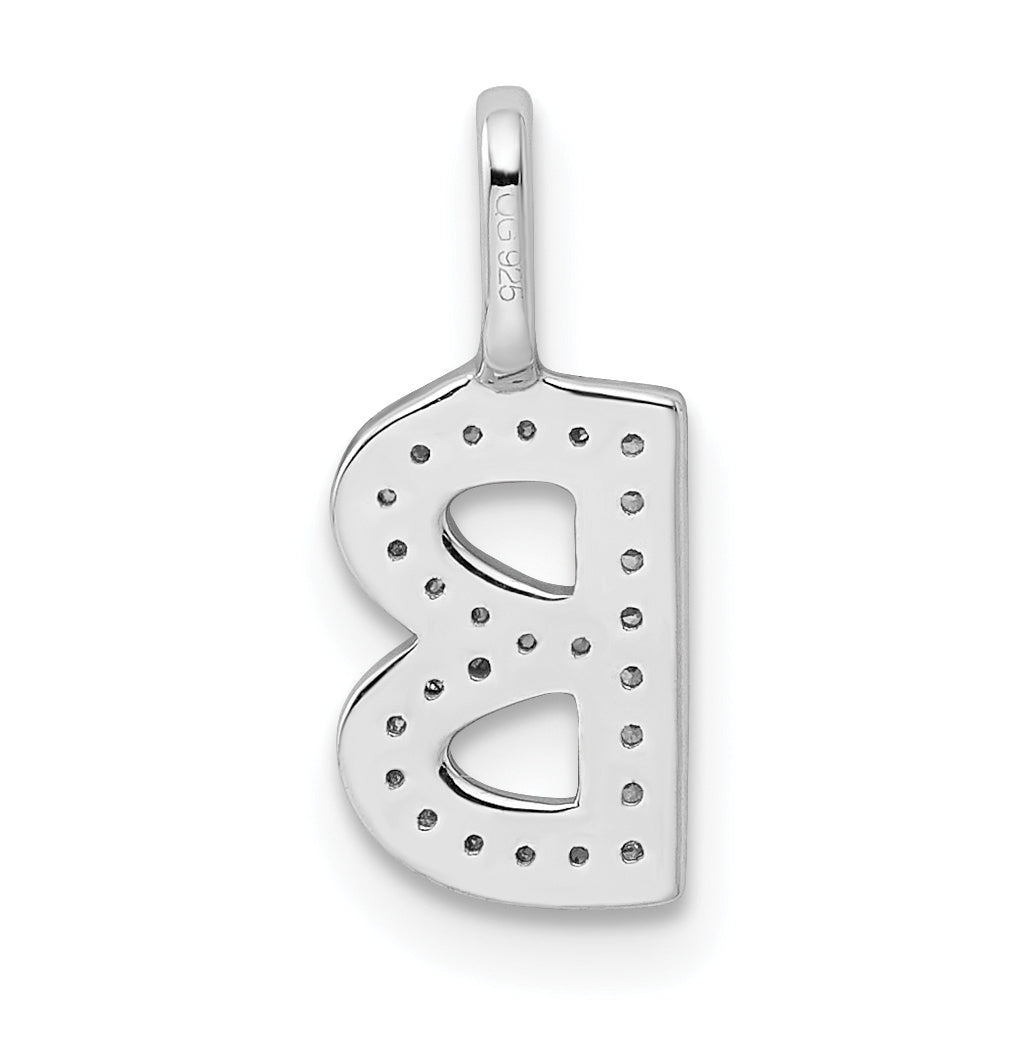 14K White Gold Diamond B Letter Initial-Pendants