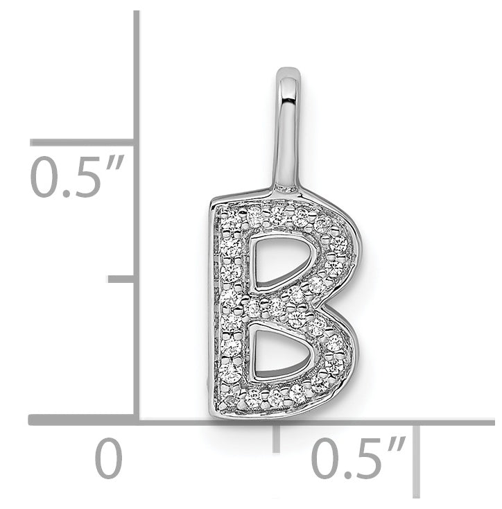 14K White Gold Diamond B Letter Initial-Pendants