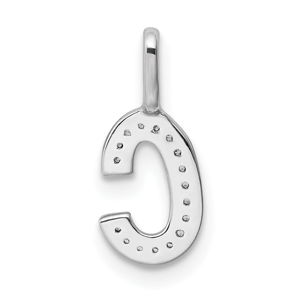 14K White Gold Diamond C Letter Initial-Pendants