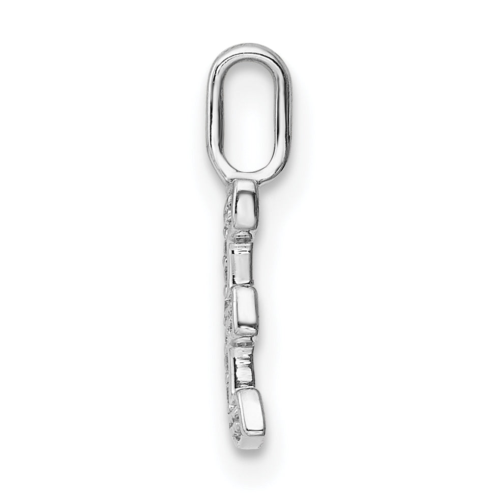 14K White Gold Diamond E Letter Initial-Pendants